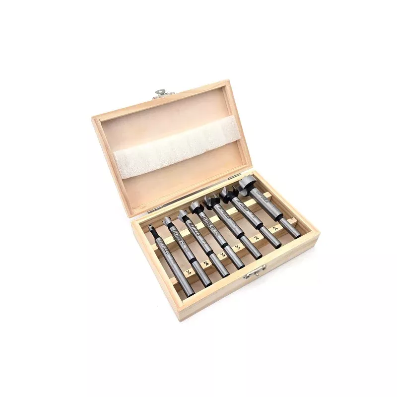 7 Piece Forstner Drill Bit Set In Wooden Box