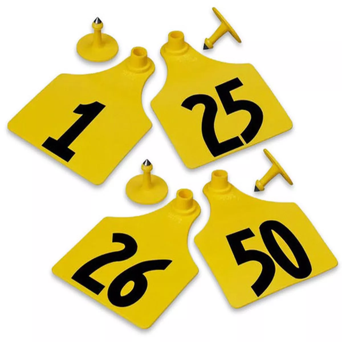 Allflex Numbered Ear Tags, Yellow, 25 Count