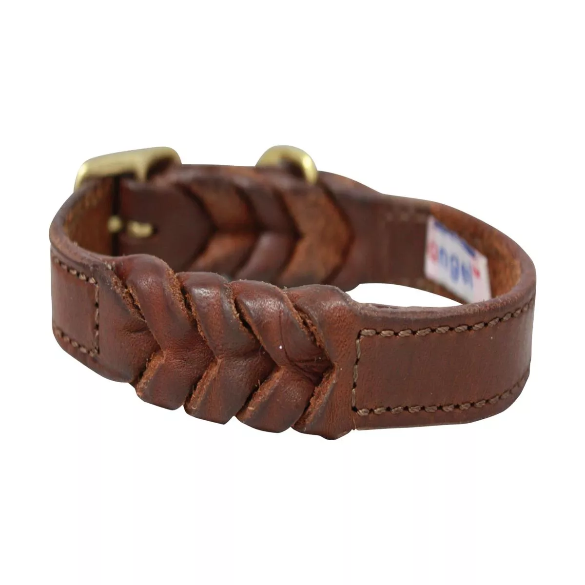Angel Leather Braided Dog Collar, Brown