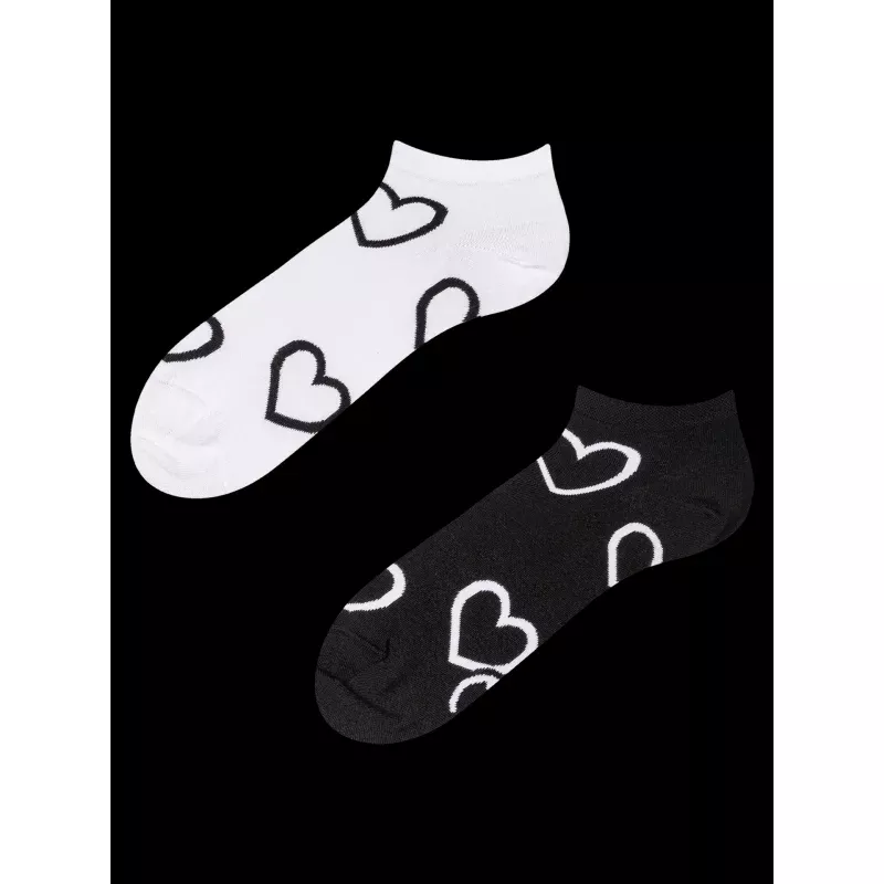 Ankle Socks Black & White Hearts