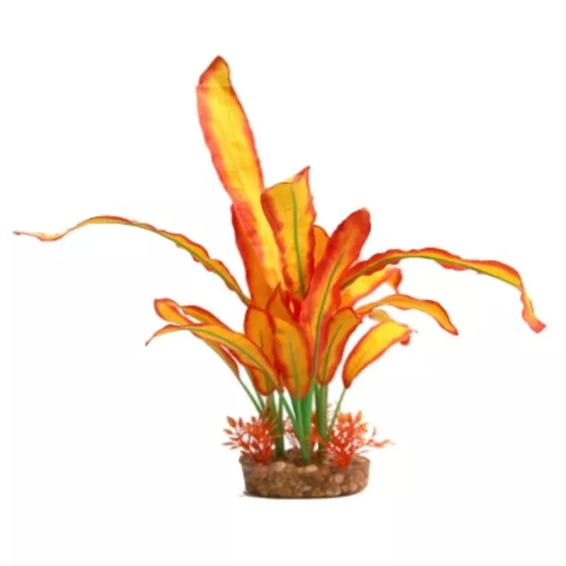 Aqua One – Plastic Plant Sword With Log Base Orange