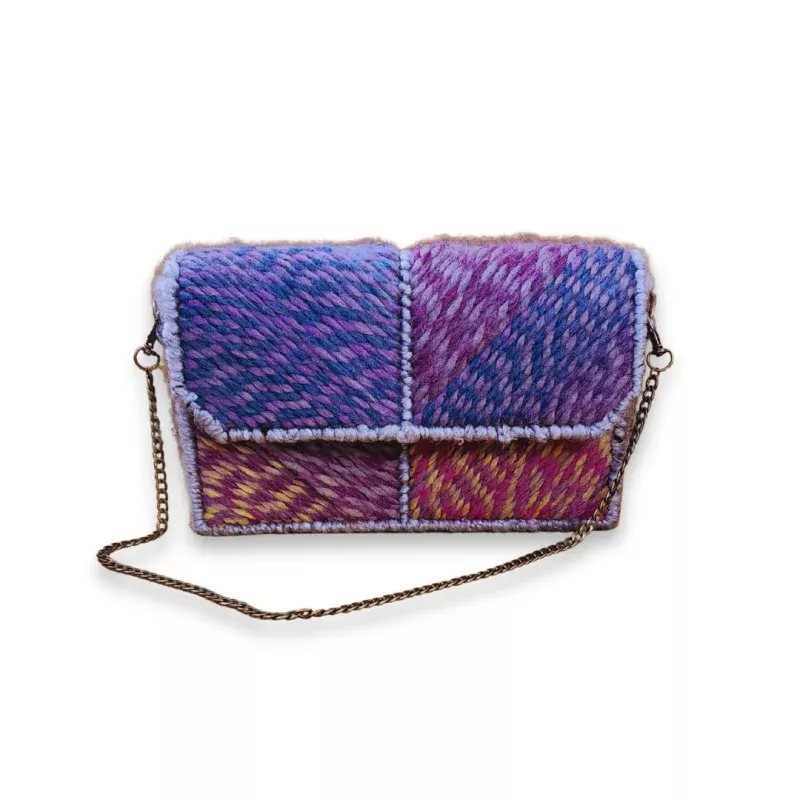 Artisan Embroidered Patchwork Purse - Multi-Color Yarn