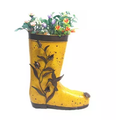 Backyard Expressions Yellow Rain Boot Planter
