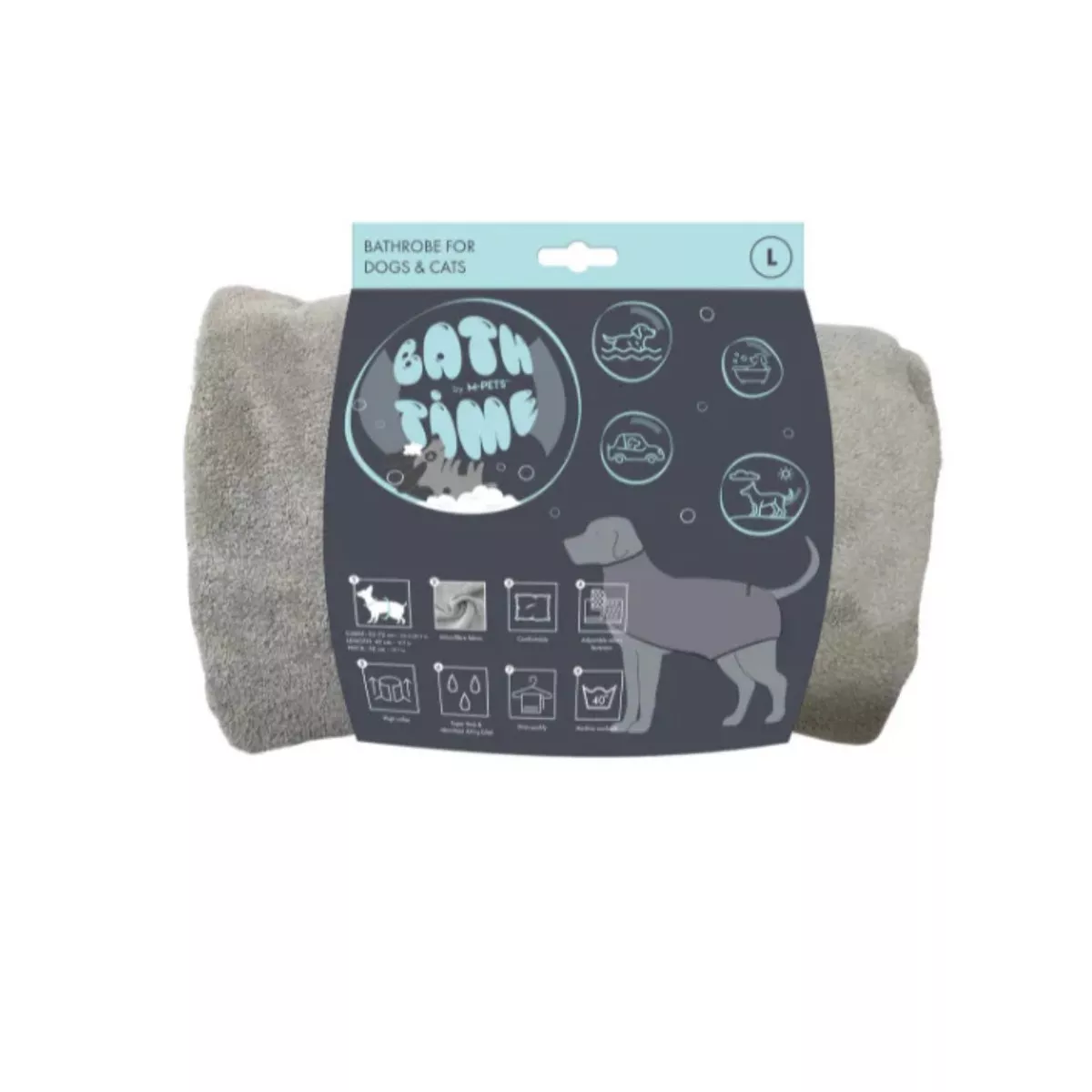BATH TIME Dog Bathrobe L