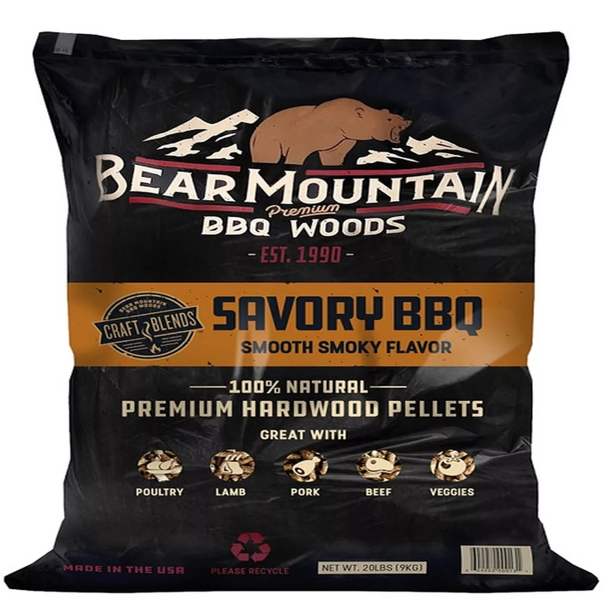 Bear Mountain Craft Blends Savory BBQ Wood Pellets, 20lbs