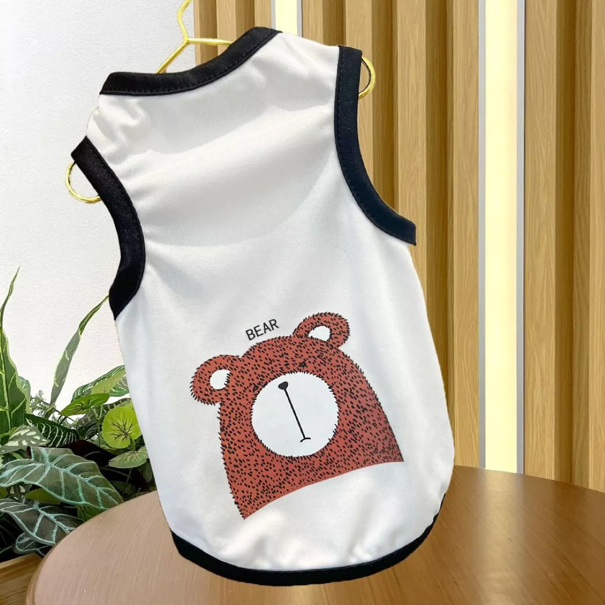 Bear Print White Pet Clothes