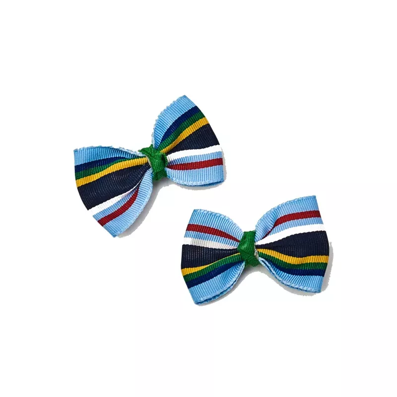 Blue Multi Stripe Hair Bows