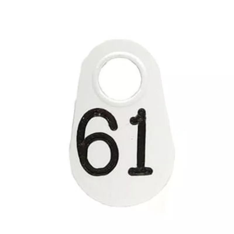 Bock's White Nylon Numbered Identification Tags, 1-100, Single Tag White