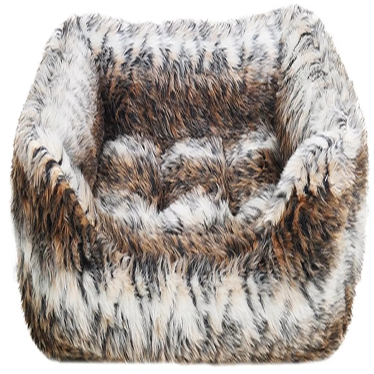BROWN COSY FUR PRINT SQUARE BED