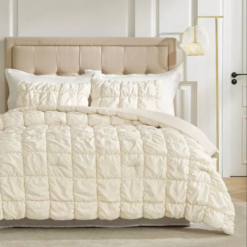Bubble Down Comforter Set Beige