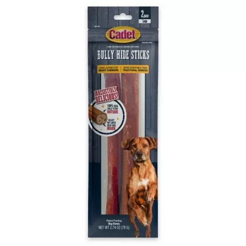 Cadet, Bully Hide Sticks All Natural Dog Chews Large Stick, 2 Count