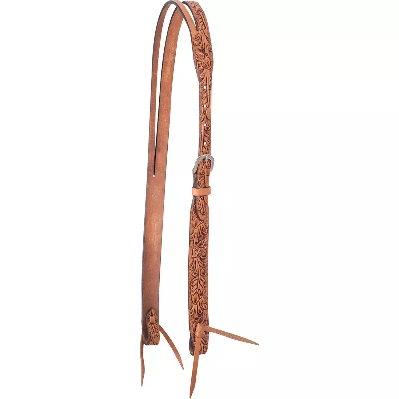 Cashel Antiqued Leaf Tooled Split Ear Headstall Brown