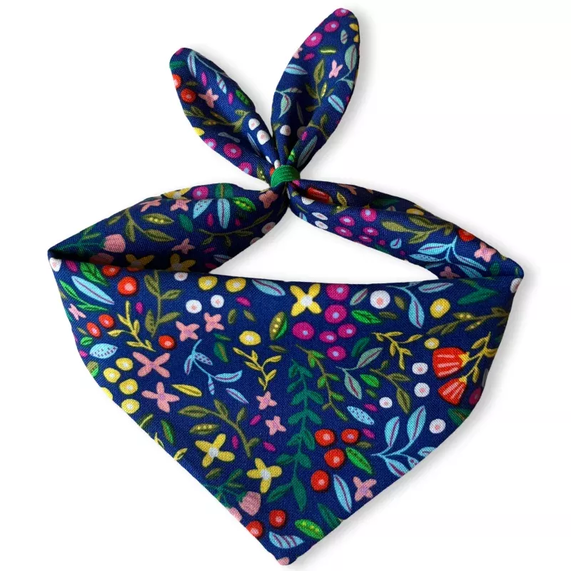 Cat Bandana -Blue Multi Floral