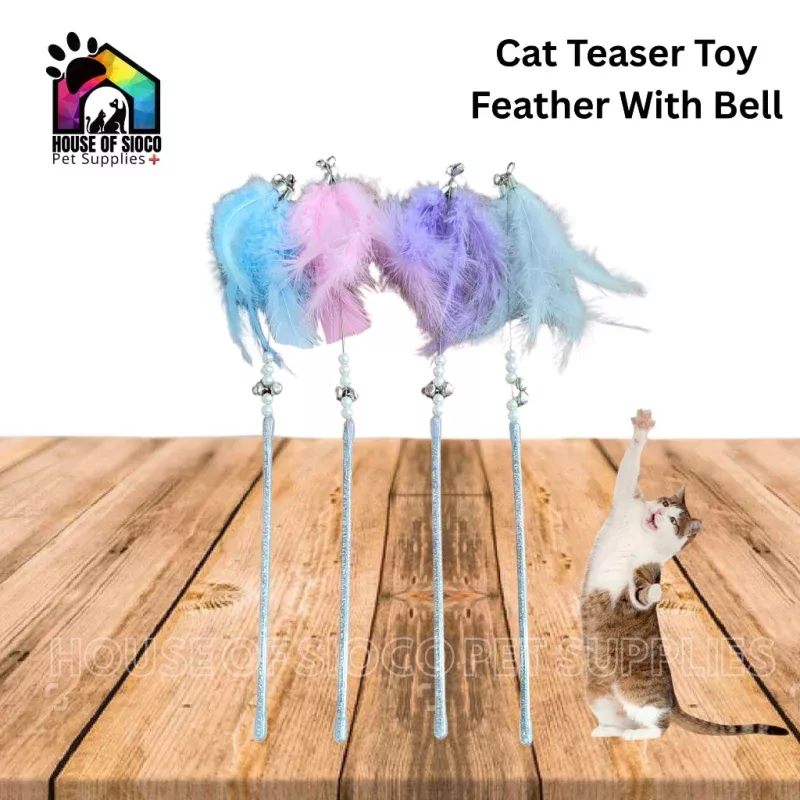 Cat Teaser Toy Feather With Bell Purple