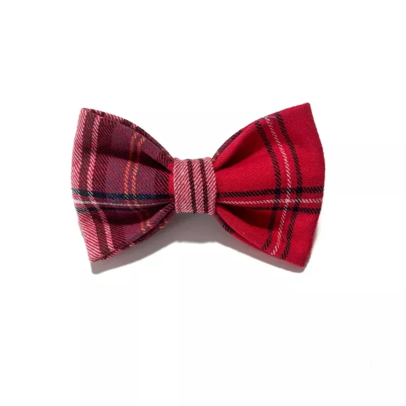 Cherry Varsity Plaid Bow Tie
