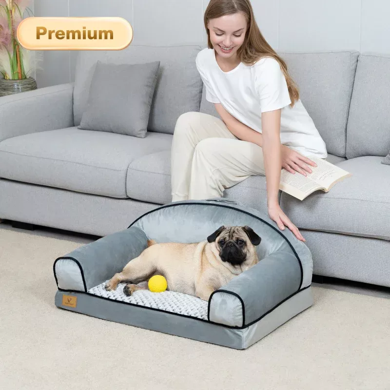 CT011 Lavender Infused Memory Foam Pet Sofa Couch Bed Tan
