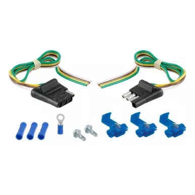 Curt 4-Way Flat Connector Plus & Socket with 12″ Wires Each & Hardware (Packaged)