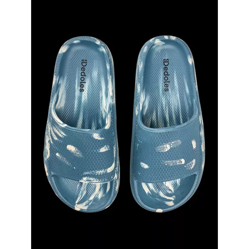 Dark Teal Marble Women's Platform Slides