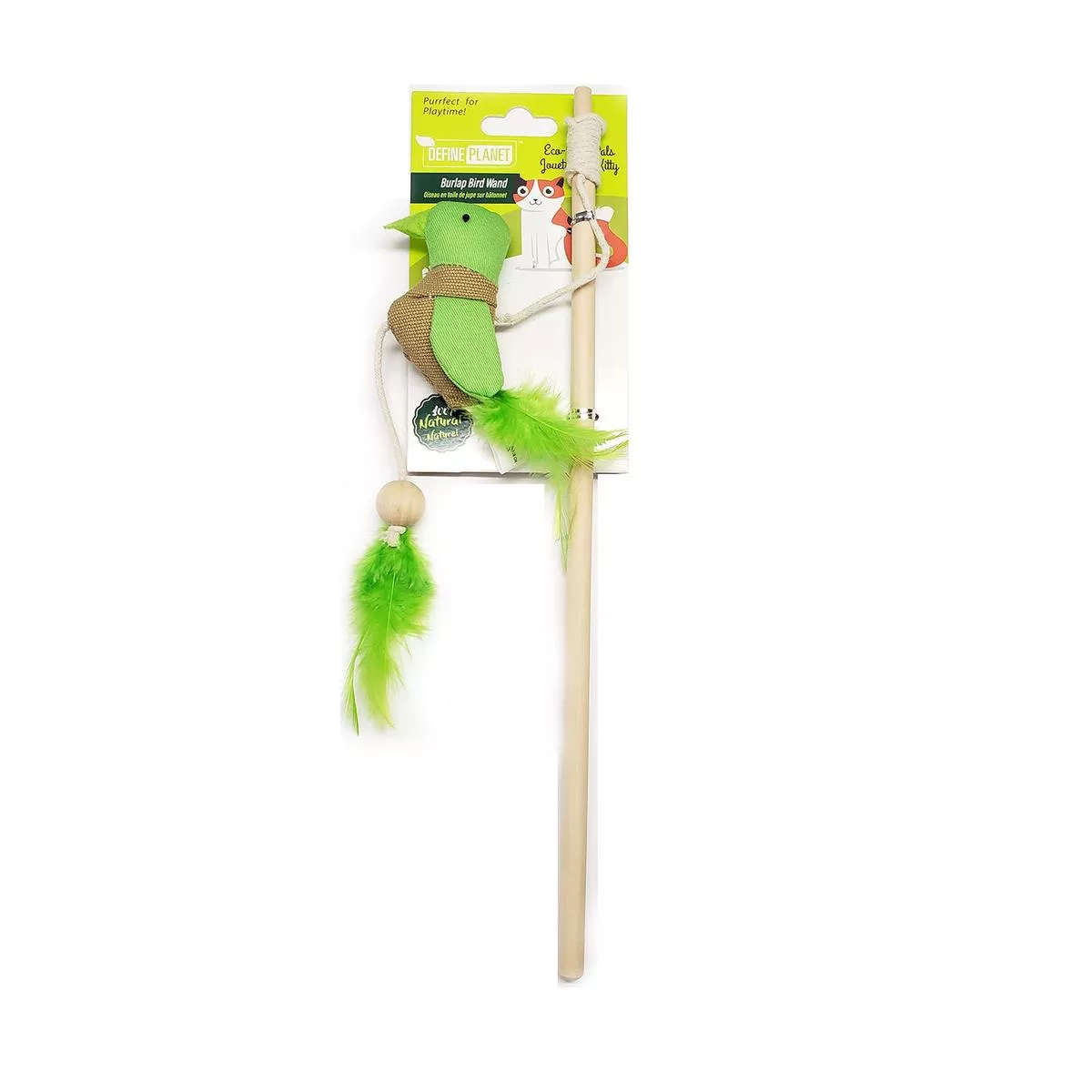 Define Planet Burlap Bird Wand Cat Toy
