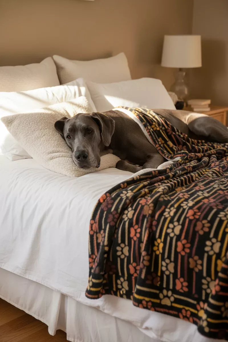 Dog Blanket - orange and gold paw print