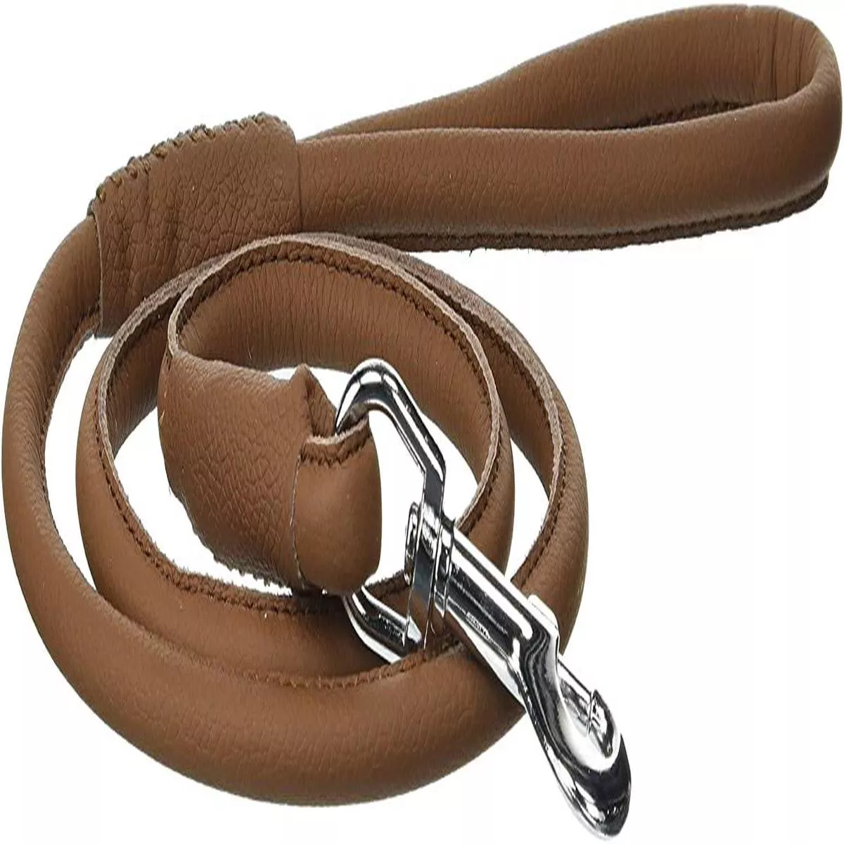 Dogline Soft Leather Round Dog Leash, Brown