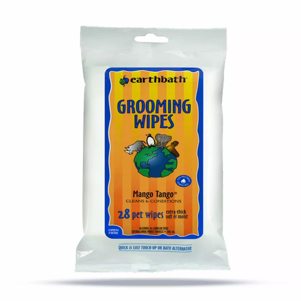 Earthbath Mango Tango Grooming Wipes, 28 Count