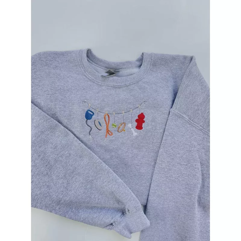 Embroidered Dog Clothesline Sweatshirt
