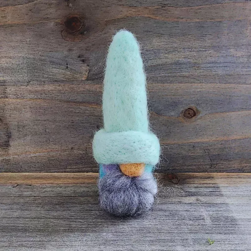 Felted Cotton Candy Gnome Figurine