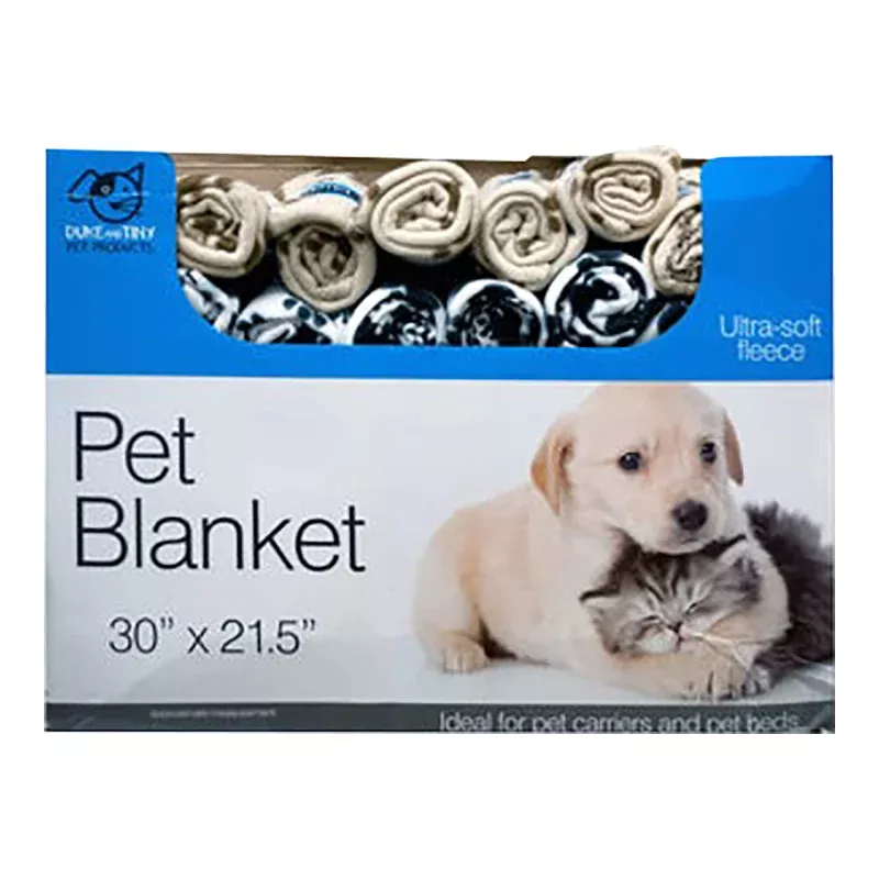 Fleece Paw Print Pet Blanket, 30" x 21.5" Assorted