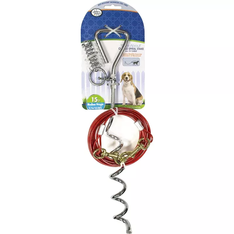 Four Paws Dog Tie Out Stake with Cable