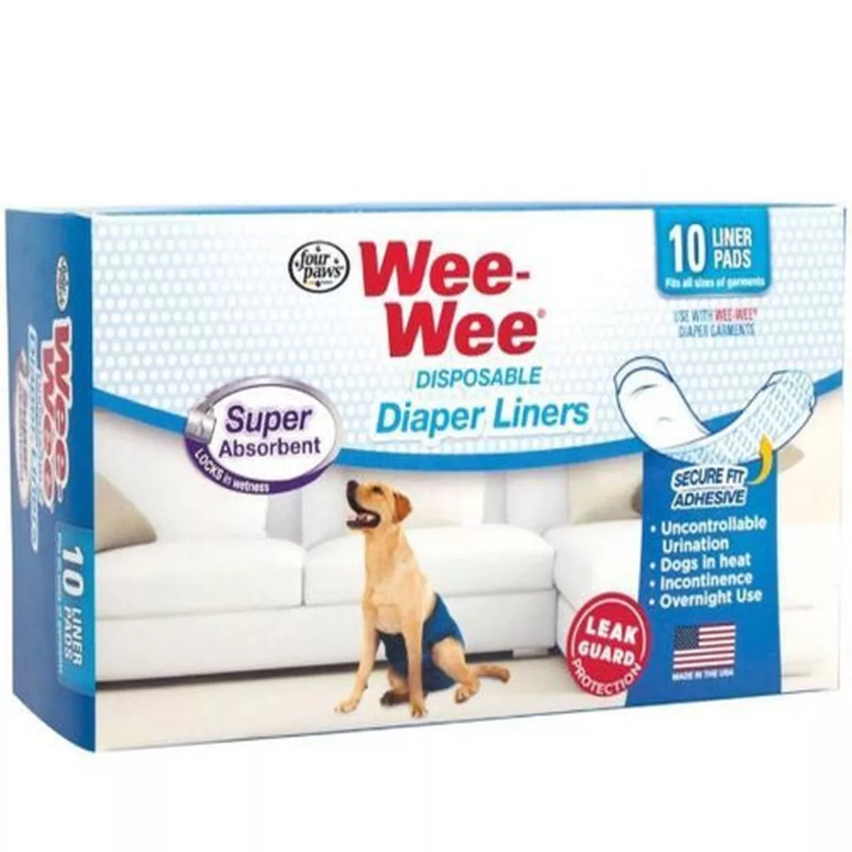 Four Paws Wee-Wee Disposable Diaper Liners, 10 Pack