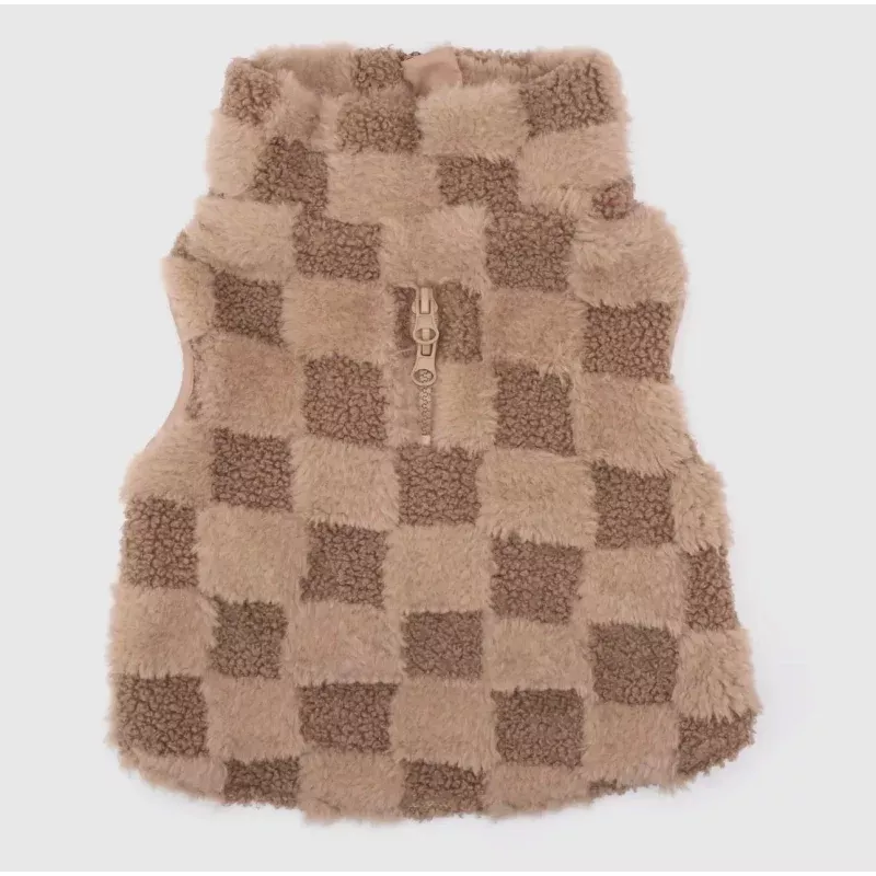 Fur Check 1/2 Zip Sweater Pullover Beige