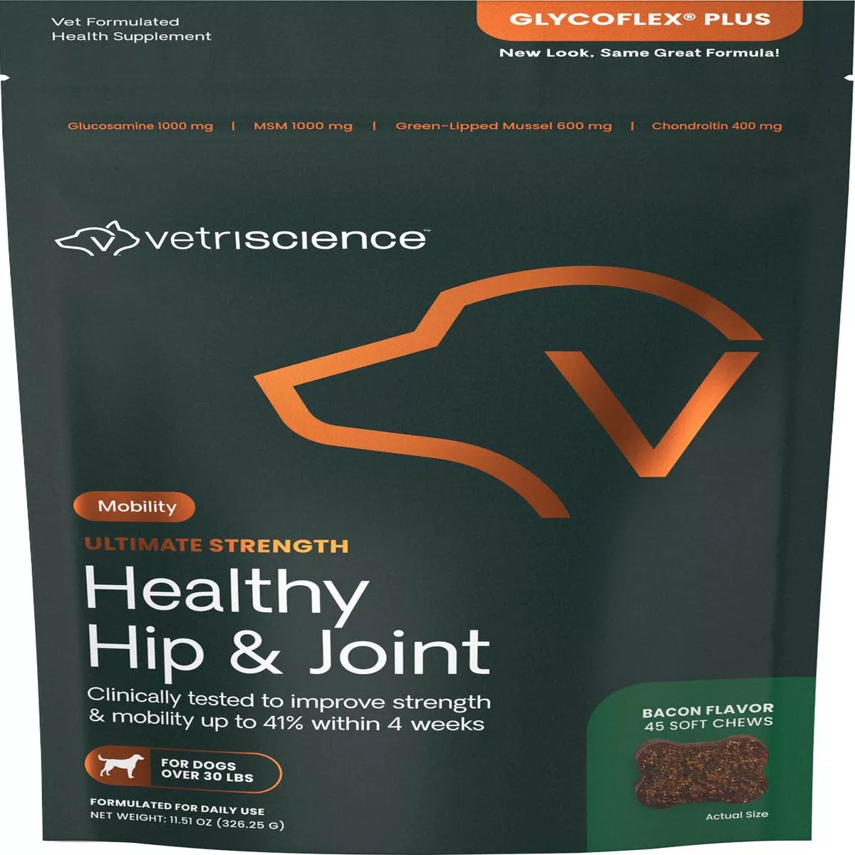 Glycoflex Plus Joint Support Dog Chews – BACON | 45 CT