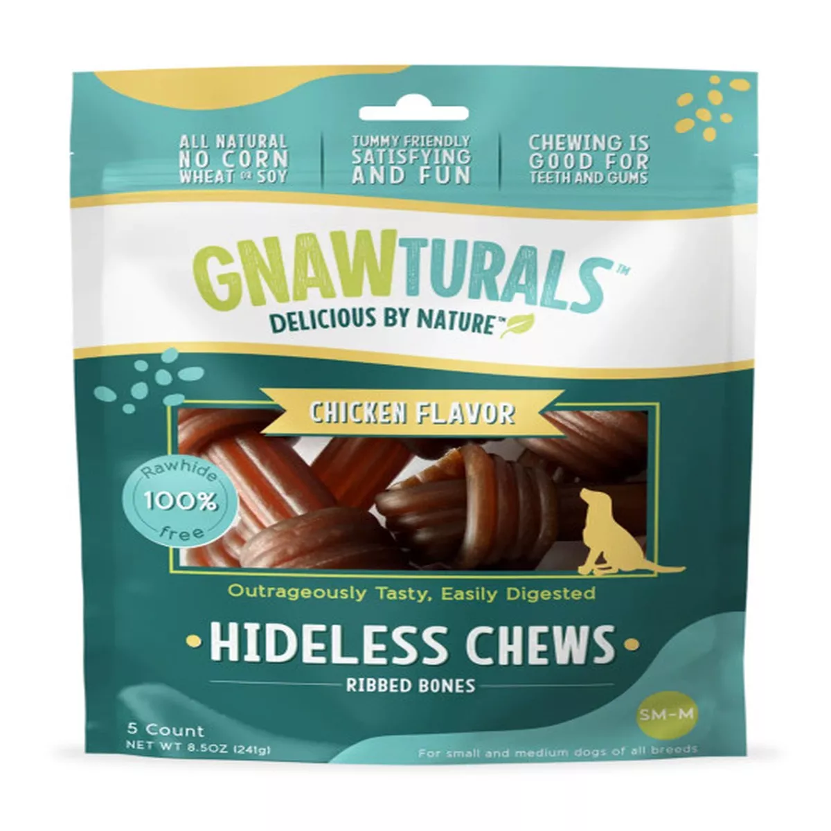 Gnawturals Hideless Chews Ribbed Bones Chicken, 5 Count