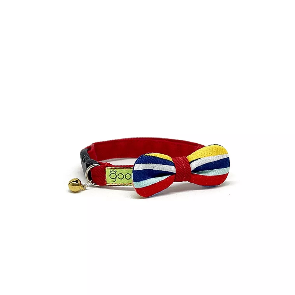 Goood Pet Collars Rounded Bow Handmade Cat Collar - Charming Stripes