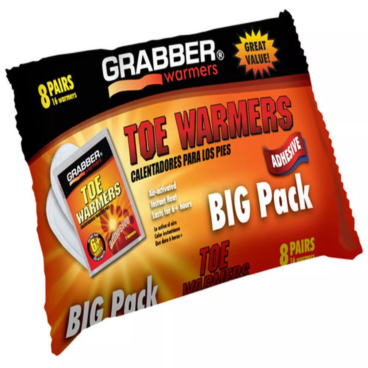Grabber Warmers Big Pack Toe Warmers, 8 Pairs