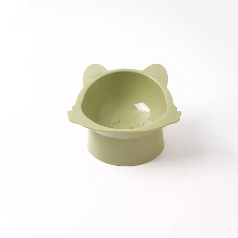Green Cat Face Pet Bowl