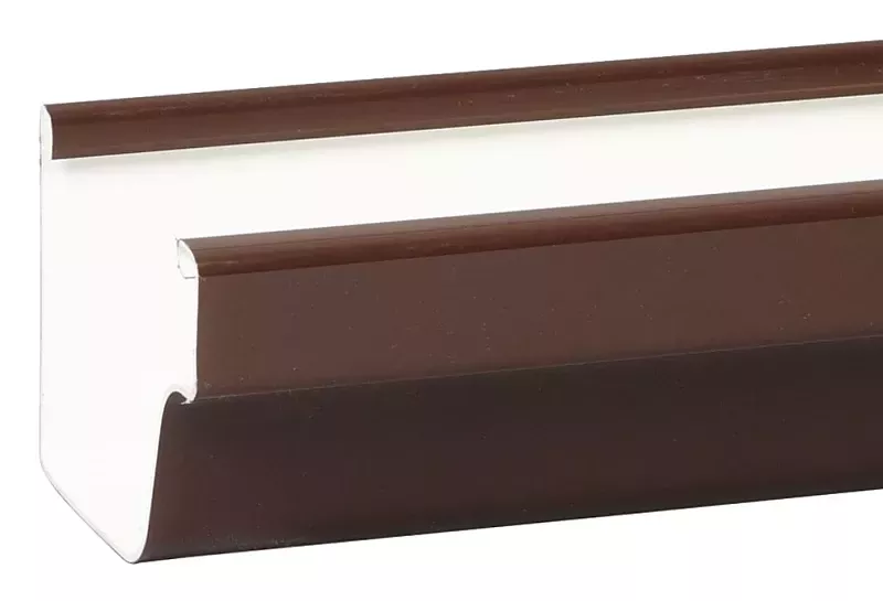 Gutter, K-style, Traditional, Vinyl, Brown, 10-ft.