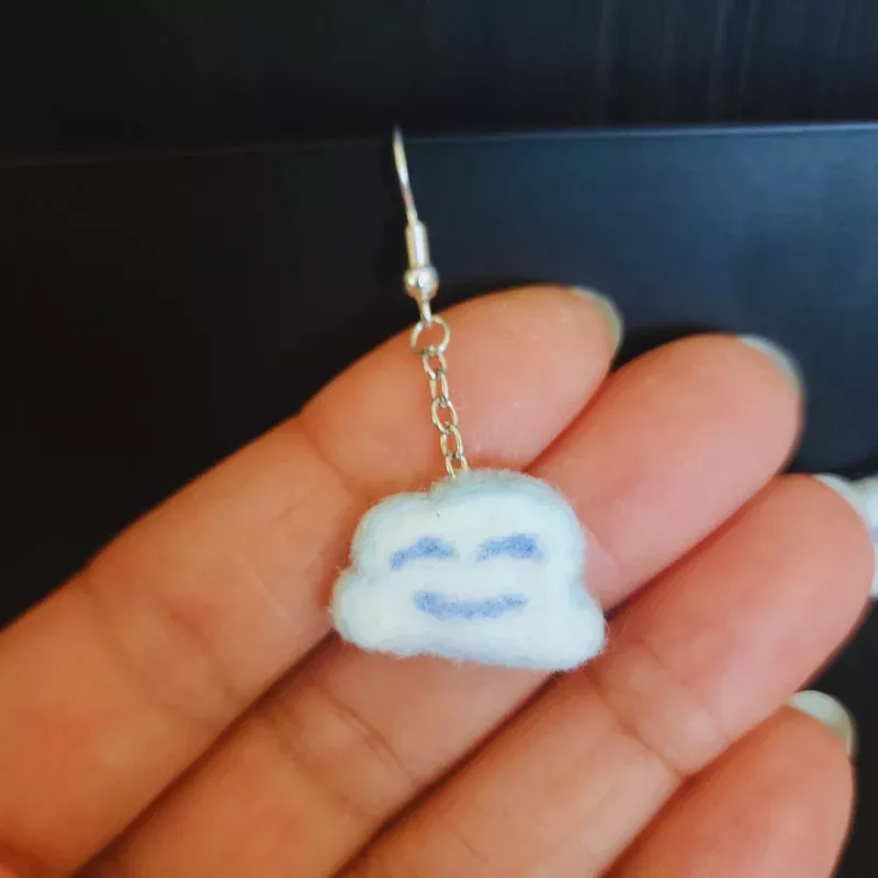 Handmade Kawaii Cloud Dangle Earrings, Nickel-Free Blue