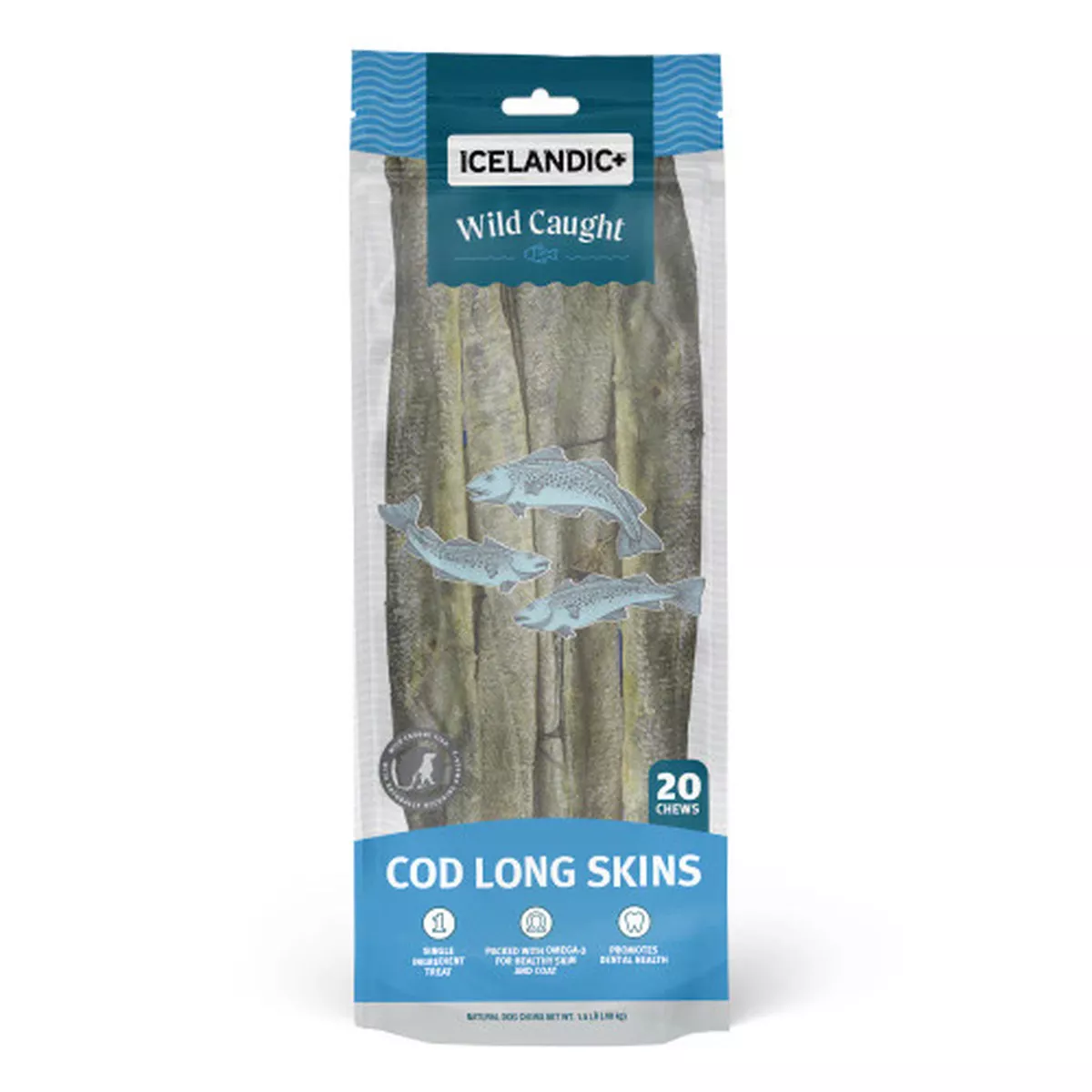 Icelandic Cod Long Skin Strips, 20pk
