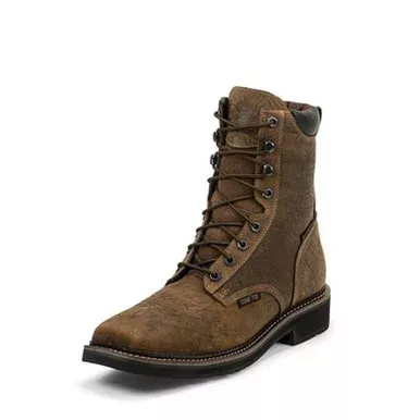 Justin – Rustic Barnwood Waterproof Comp Toe – Brown