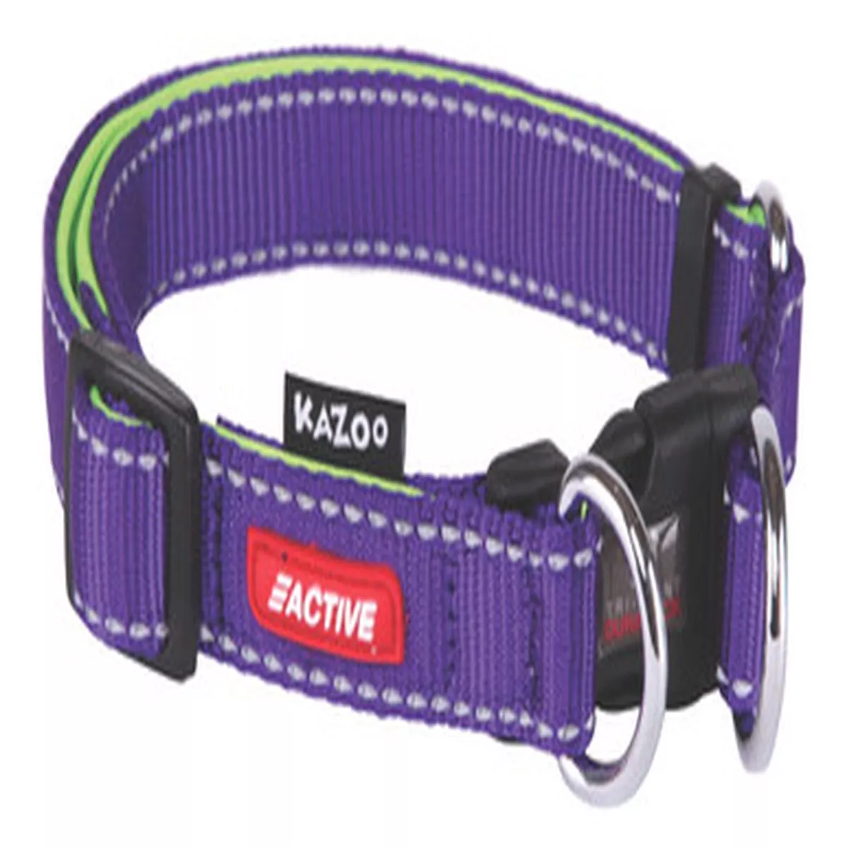 Kazoo Active Adjustable Nylon Dog Collar Purple Lime