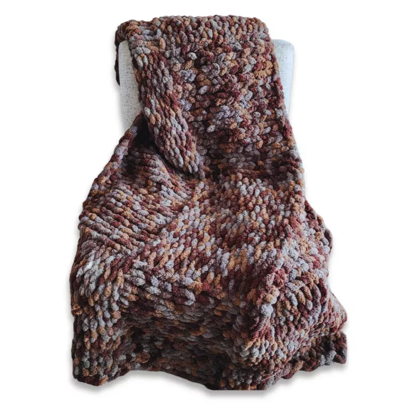 Large Hand-Crocheted Single Stitch Chenille Throw