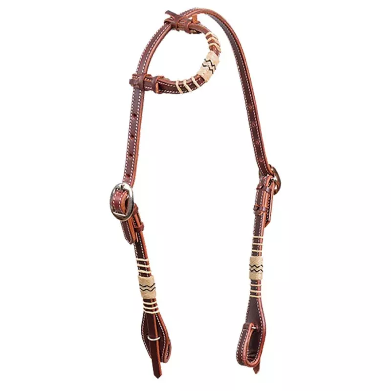 Latigo and Rawhide One Ear Leather Headstall Latigo