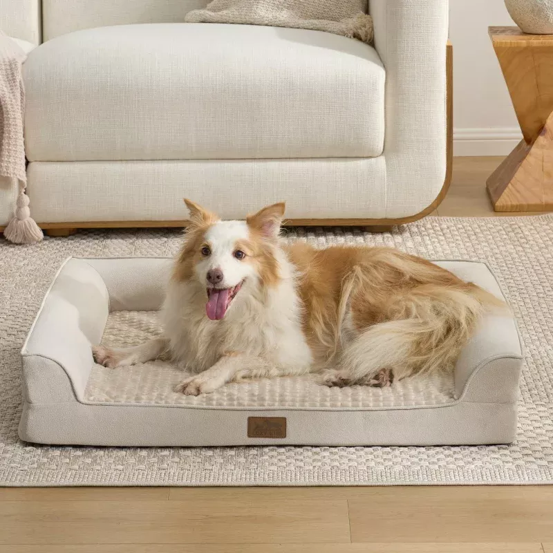 Leakproof U-Shaped Orthopedic Dog Bed Beige