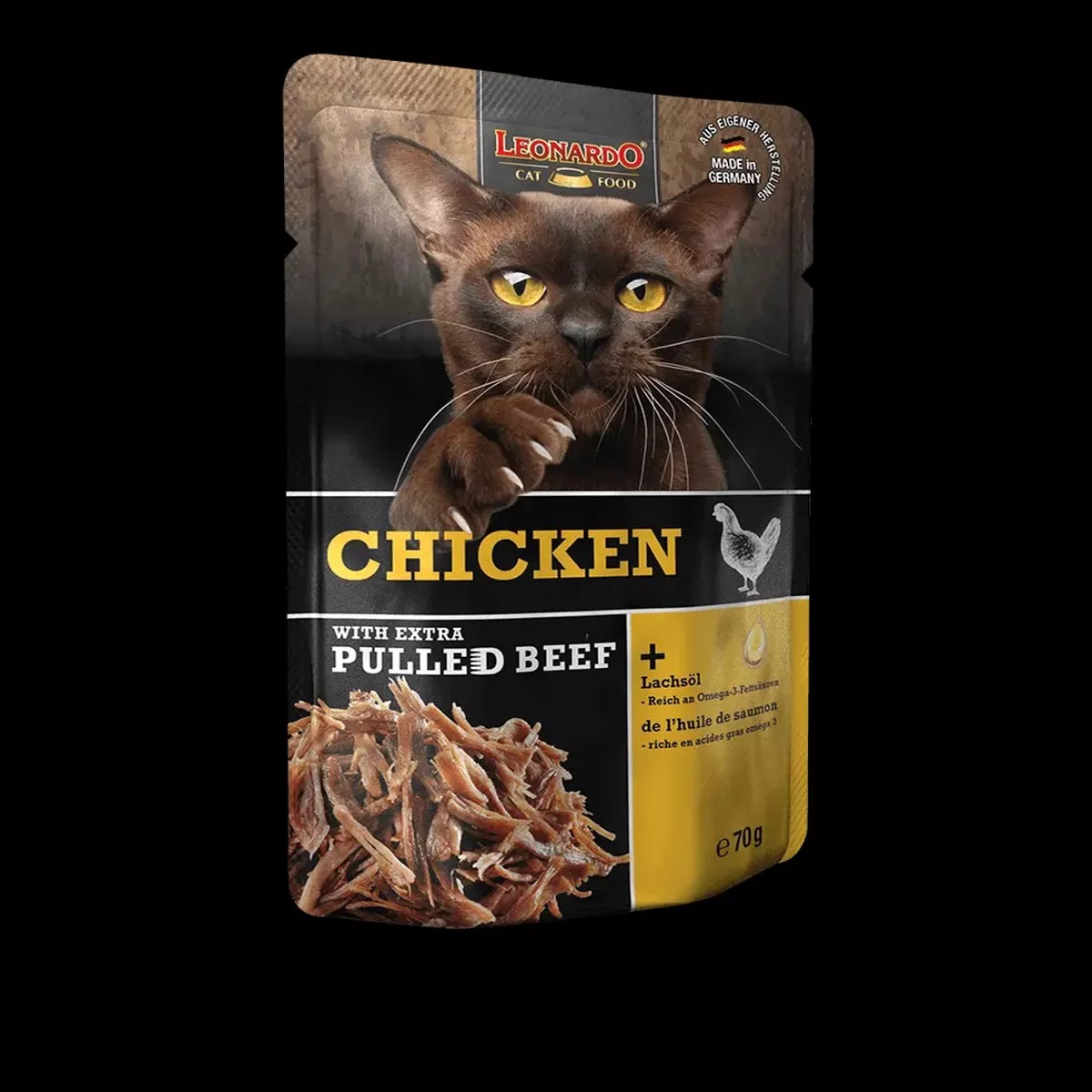 Leonardo Cat pouch Pulled Beef - Chicken, 70g
