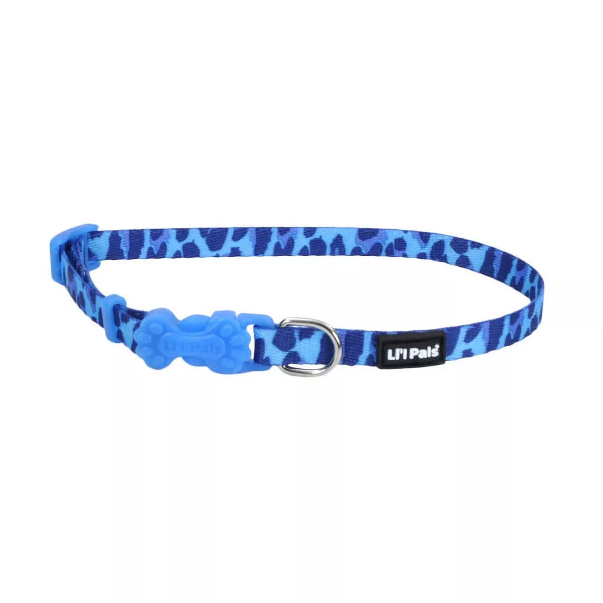 Li’l Pals Adjustable Patterned Dog Collar, Blue Leopard