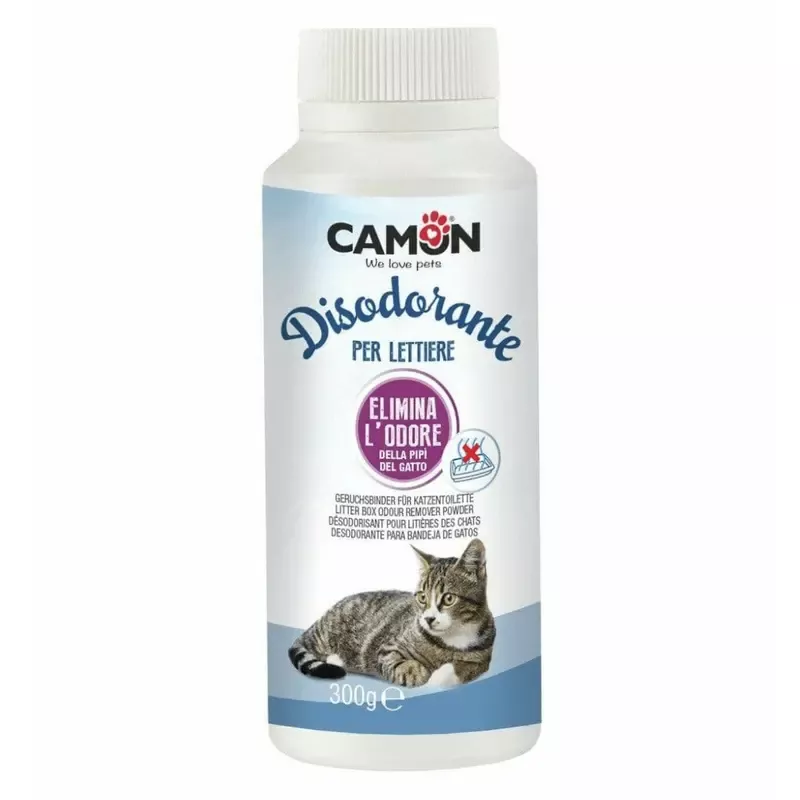 Litter box odour remover powder
