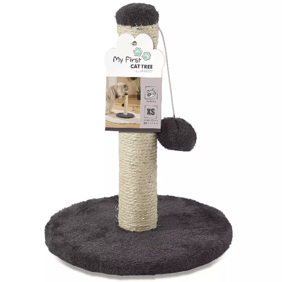 M-PETS My First Cat Tree Pompom Grey