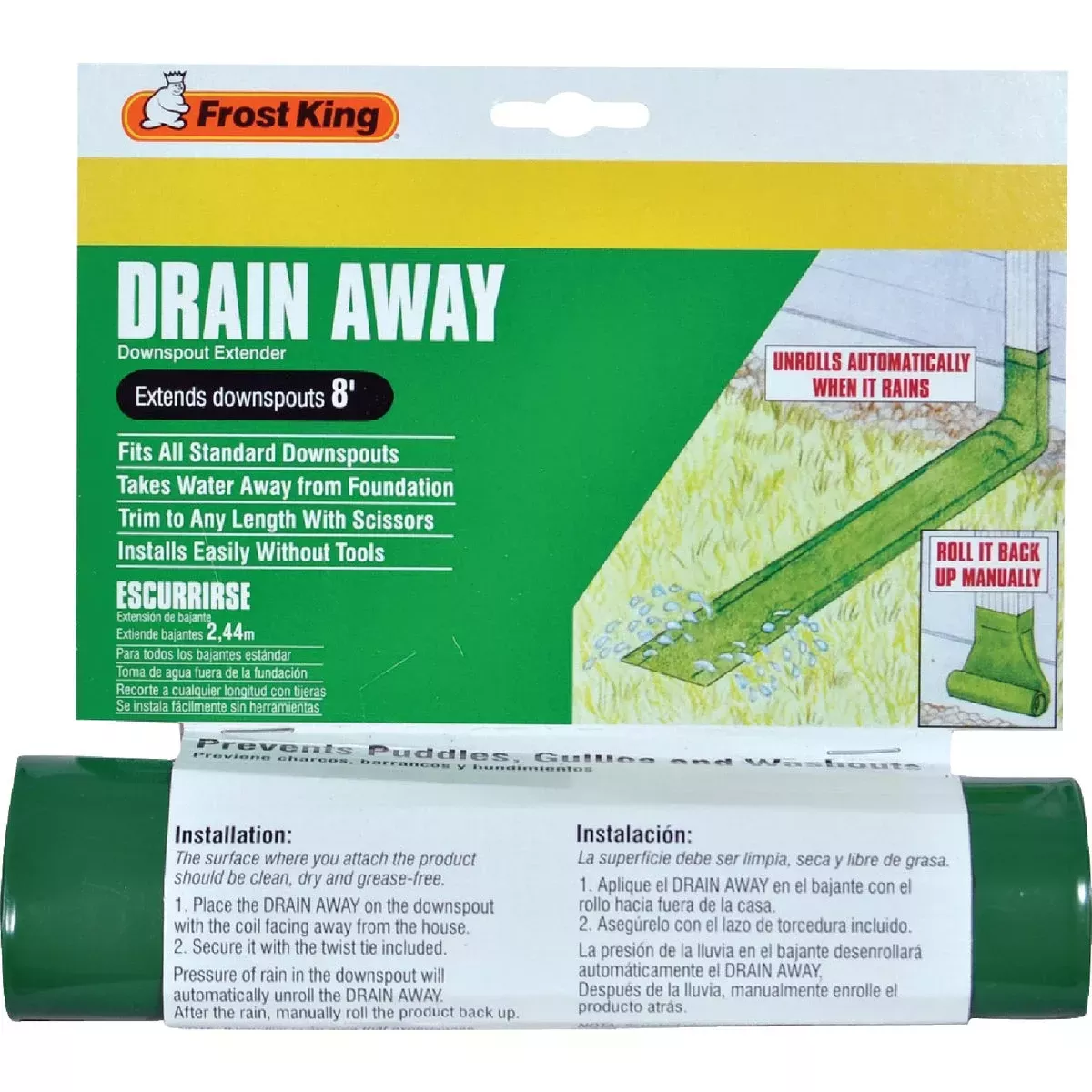 Manual Downspout Extender, Green, 8-ft.X 7-in.